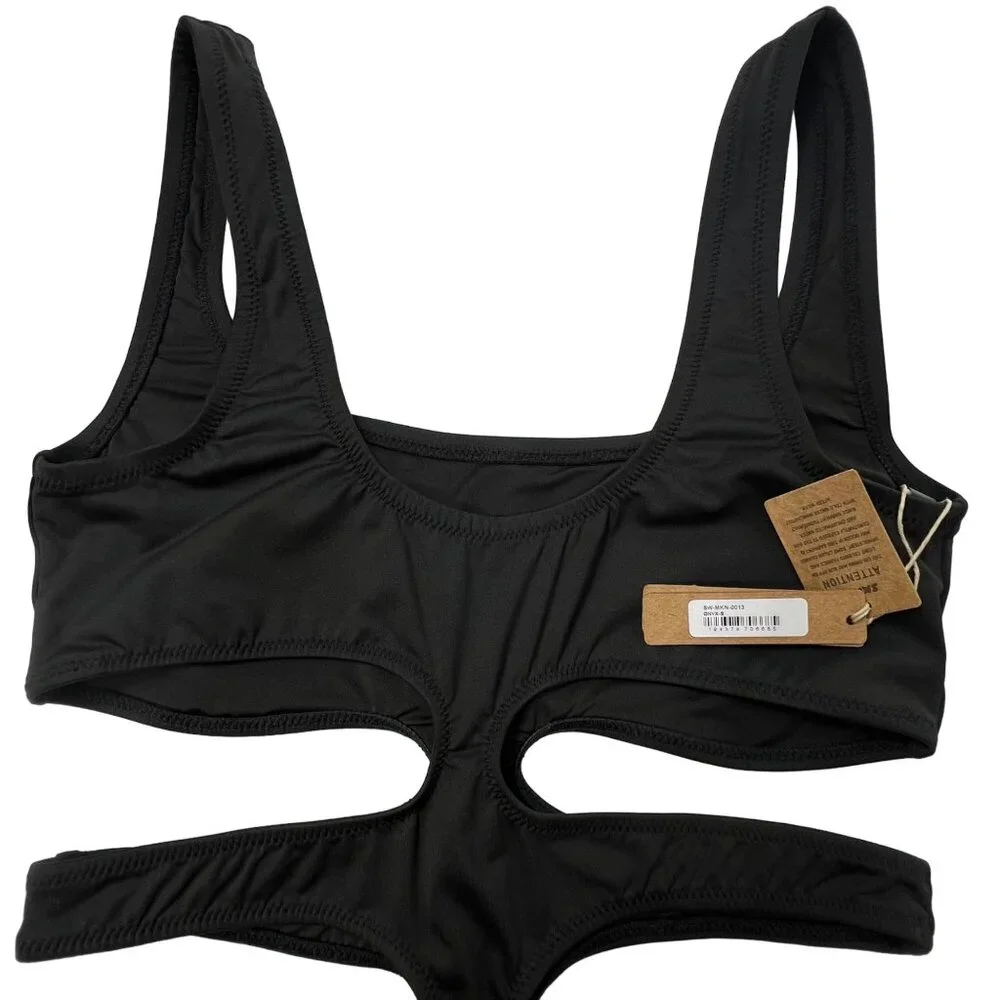 SKIMS Black Cut-Out One Piece Swimsuit